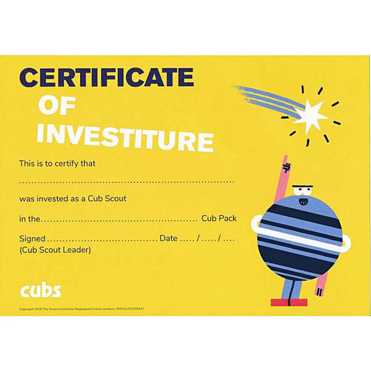 Cub Scout Investiture Certificate - Pack of Ten