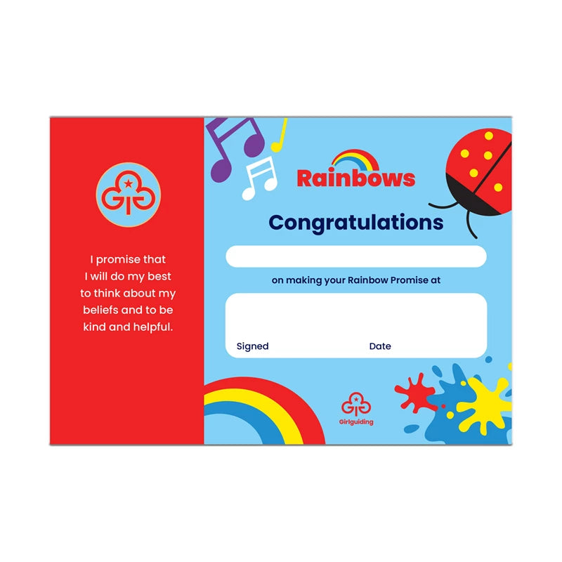 Rainbows Promise certificate