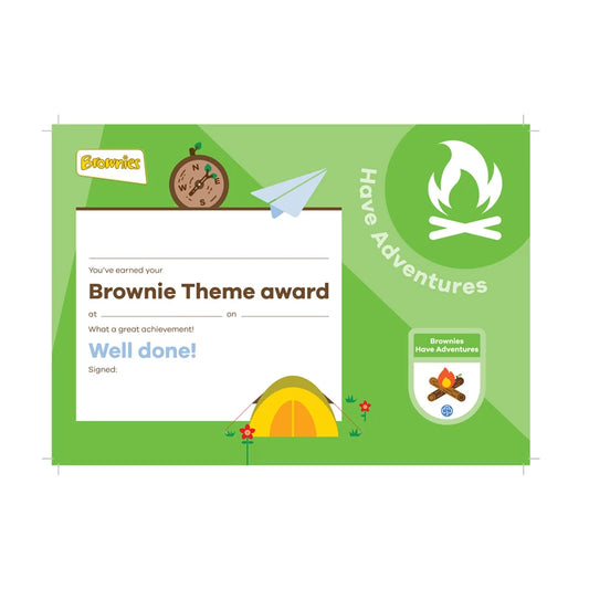Theme award - Brownies Have Adventures certificate