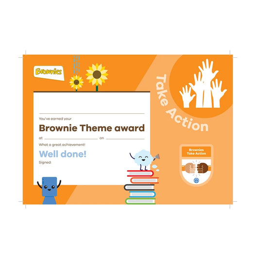 Theme award - Brownies Take Action certificate