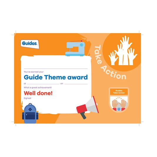 Theme award - Guides Take Action certificate