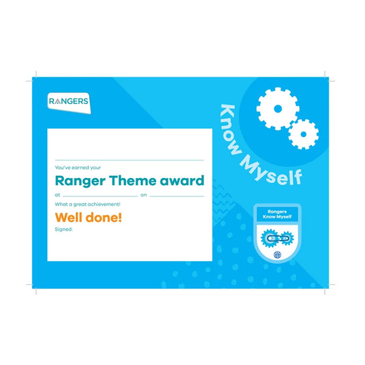 Theme award - Rangers Know Myself certificate