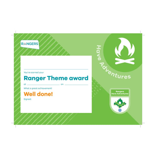 Theme award - Rangers Have Adventures certificate