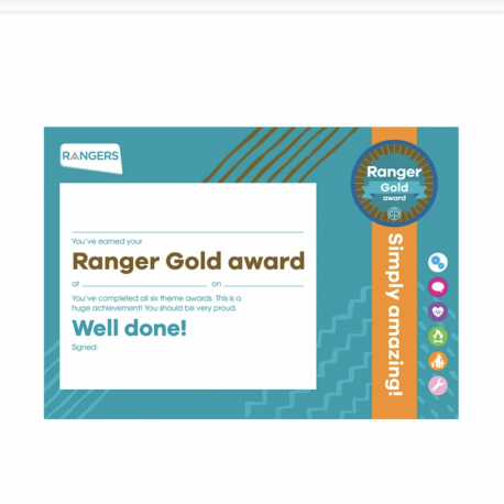 Gold Award certificate - Rangers
