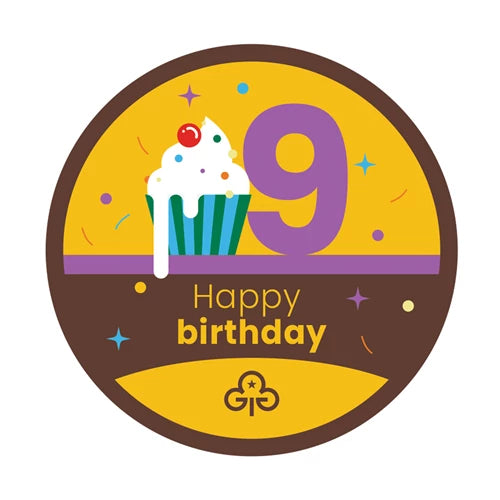 Happy 9th birthday woven badge