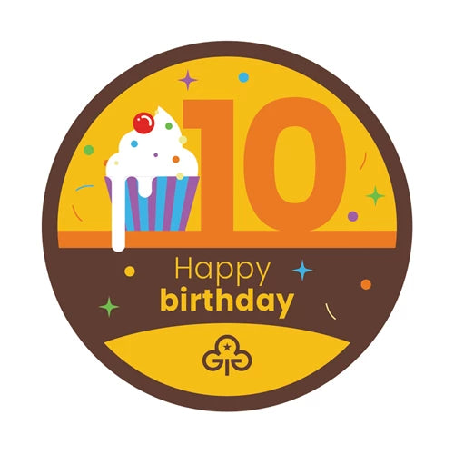 Happy 10th birthday woven badge