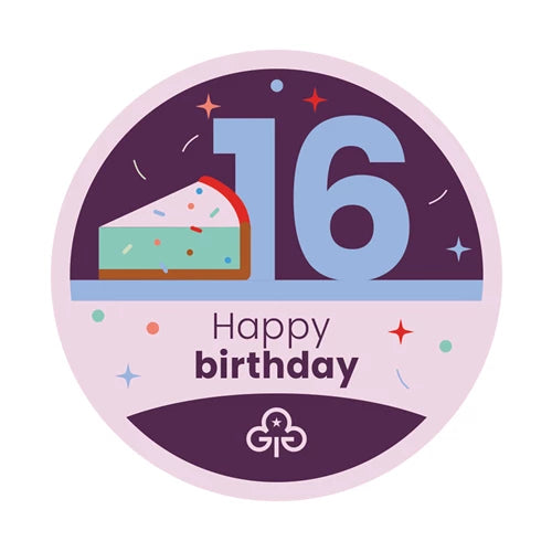 Happy 16th birthday woven badge