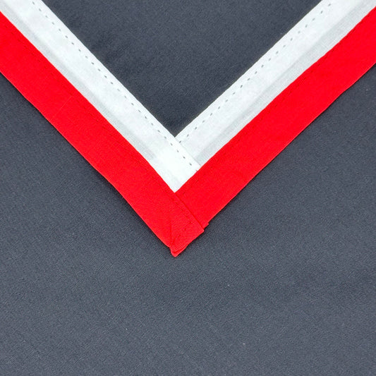 Adult Necker with Double Trim - Black, White / Scarlet