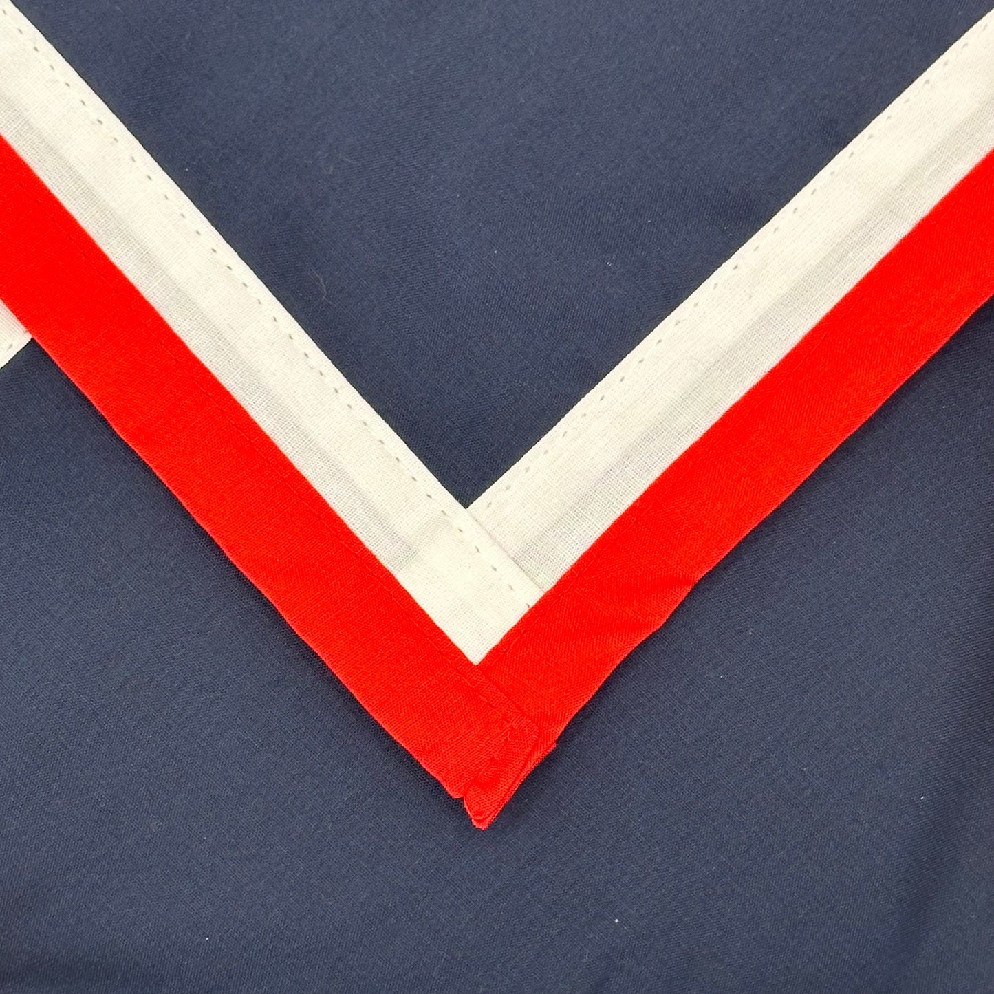 Adult Necker with  Double Trim - Navy, White / Scarlet