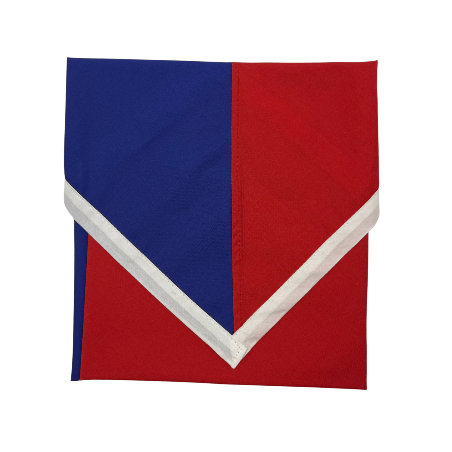 Child Necker Half and Half with Trim - Royal (Left) Scarlet (Right) Trim White