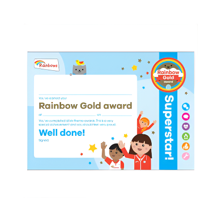 Gold Award certificate - Rainbows