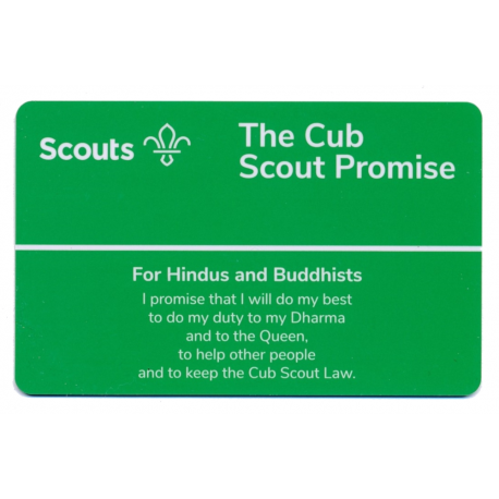 Cub Promise Card - Hindus and Buddhists