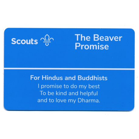 Beaver Scouts Promise Card - Hindus and Buddhists