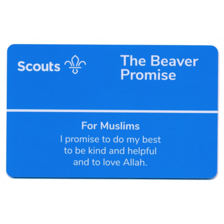 Beaver Scouts Promise Card - Muslims