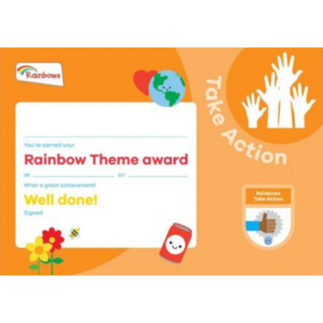 Theme Award – Rainbows Take Action certificate