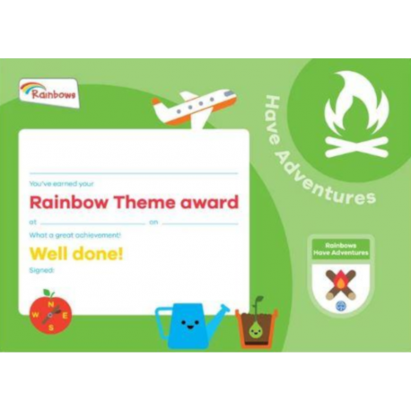 Theme Award – Rainbows Have Adventures certificate