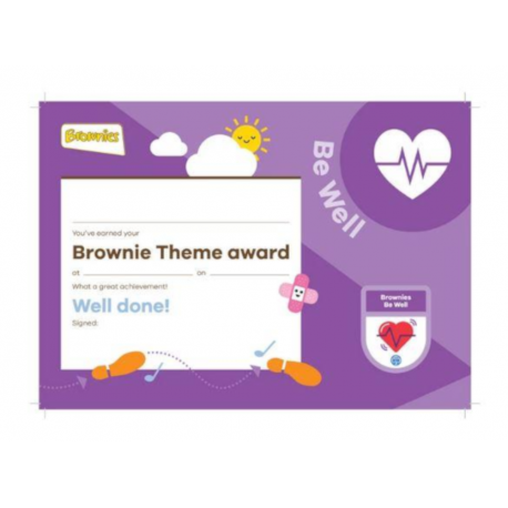 Theme Award – Brownies Be Well certificate