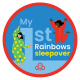 My 1st Rainbows sleepover woven badge