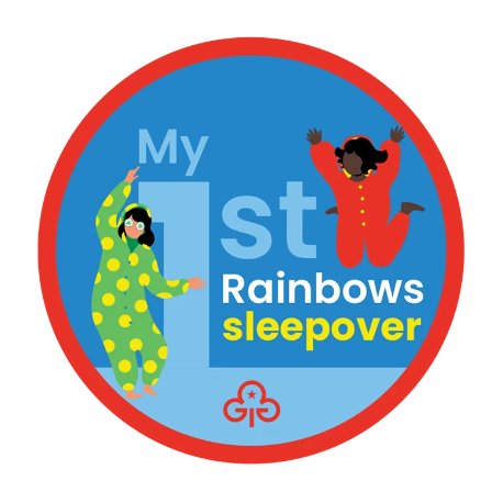 My 1st Rainbows sleepover woven badge