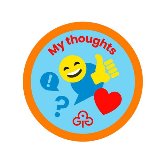 Rainbows My Thoughts woven badge