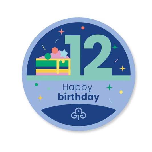 Happy 12th birthday woven badge