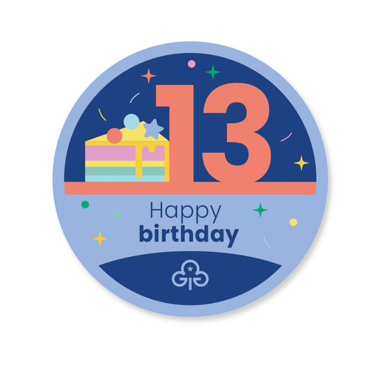 Happy 13th birthday woven badge