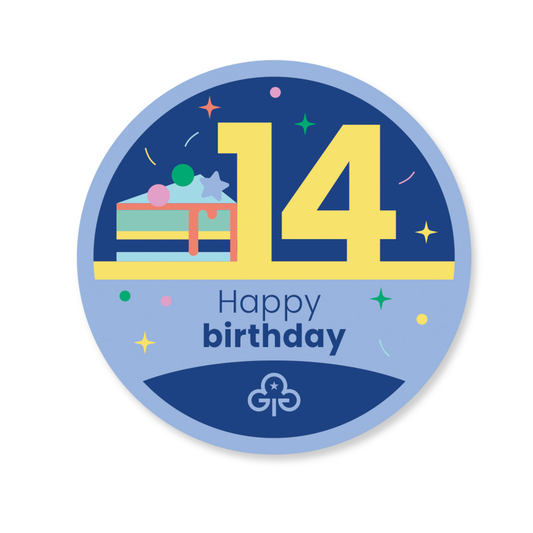 Happy 14th birthday woven badge