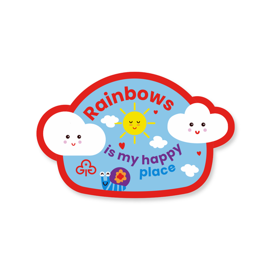 Rainbows is my happy place woven badge