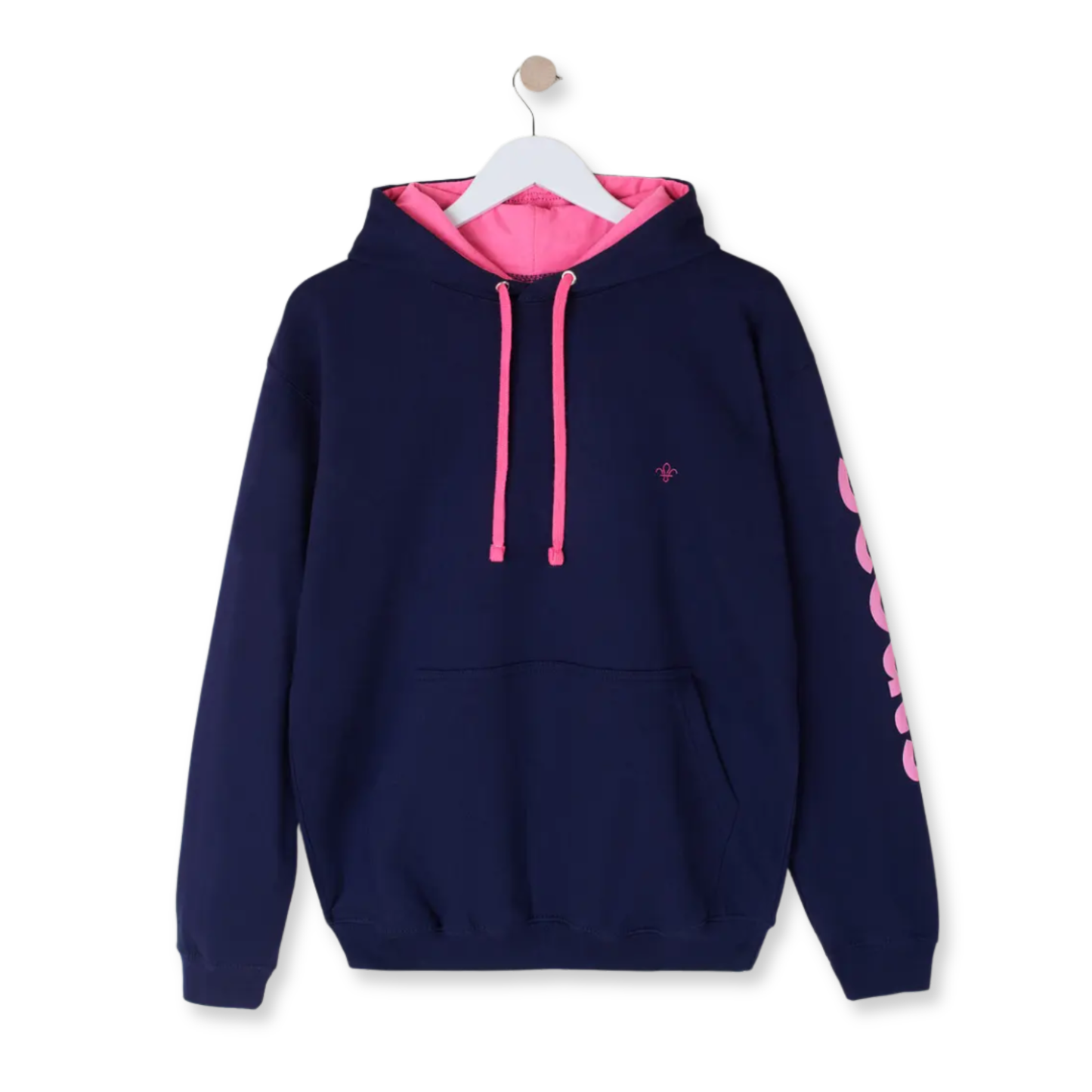 Scouts Fleur de Lis Bold Contrast Hoodie - L - Navy/Pink