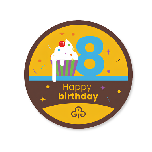 Happy 8th birthday woven badge