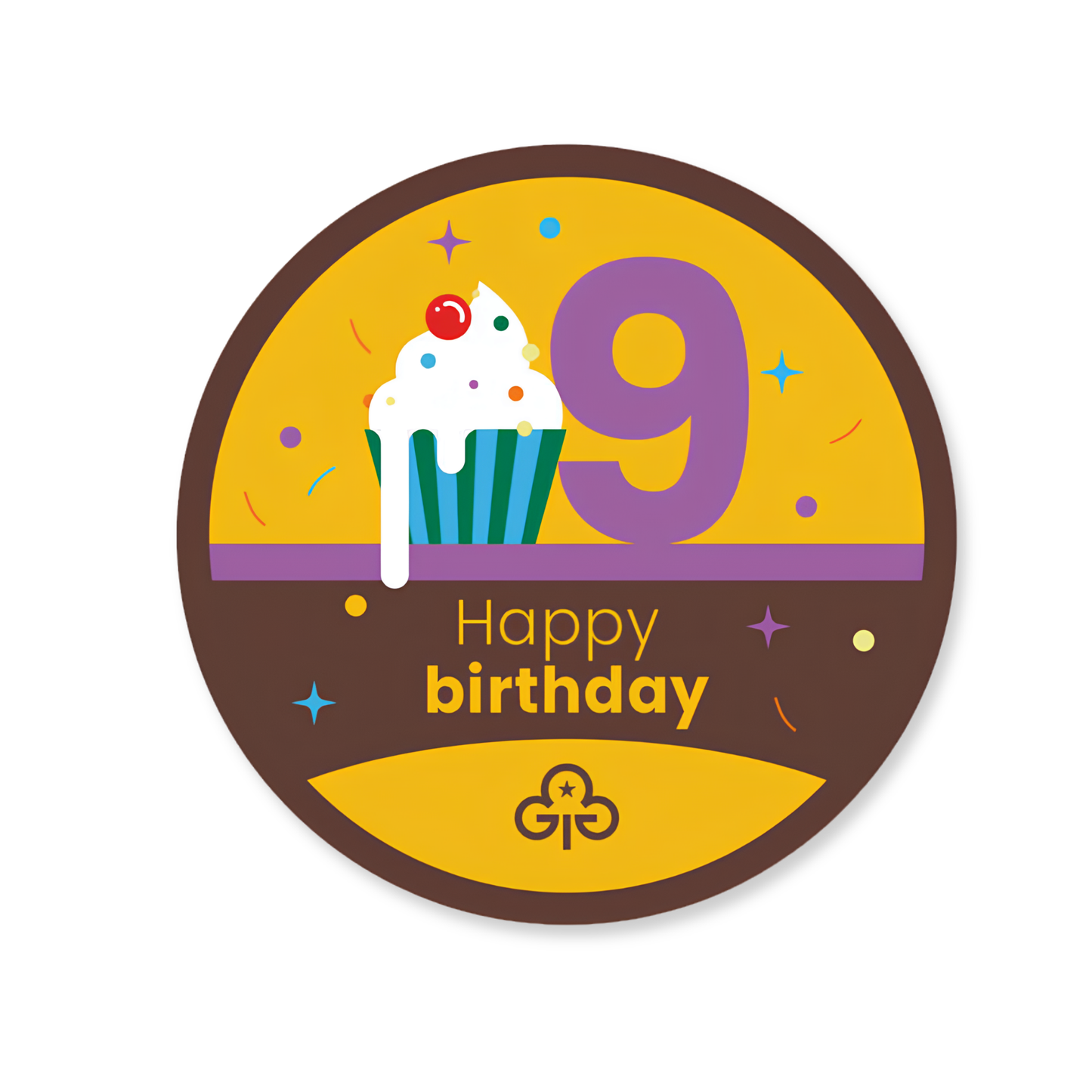 Happy 9th birthday woven badge