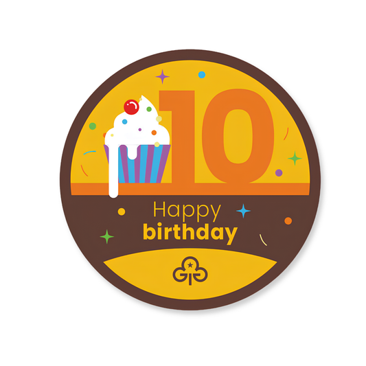 Happy 10th birthday woven badge