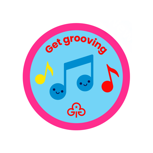 Rainbows Get Grooving woven badge