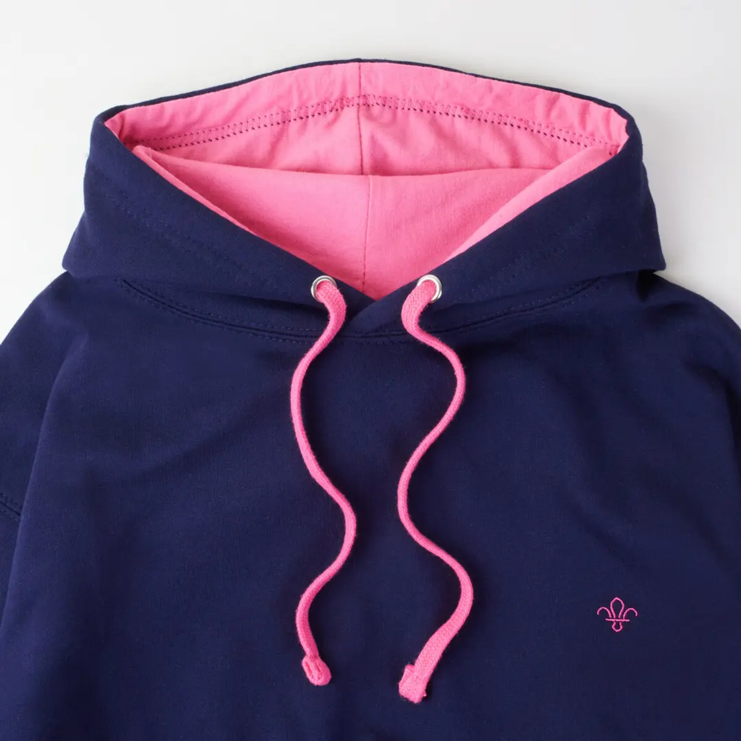 Scouts Fleur de Lis Bold Contrast Hoodie - L - Navy/Pink