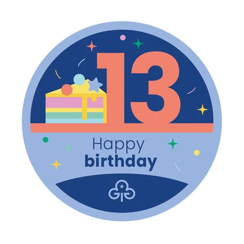 Happy 13th birthday woven badge