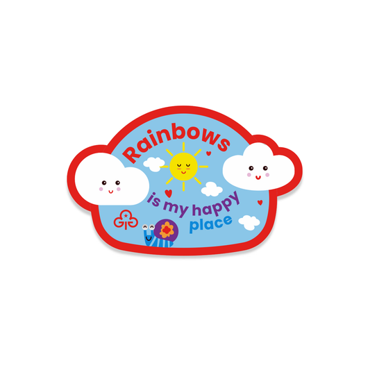 Rainbows is my happy place woven badge