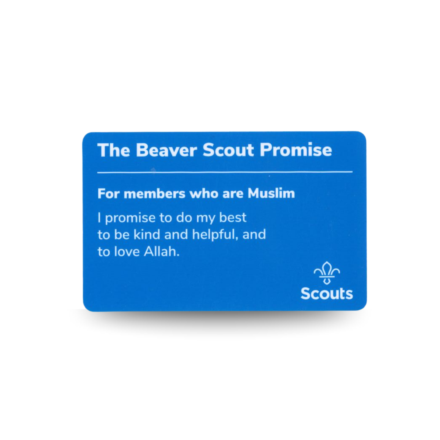 Beaver Scouts Promise card - Muslim