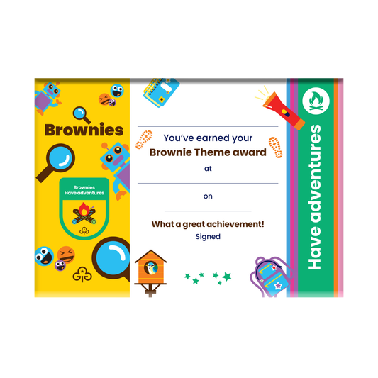 Theme award - Brownies Have Adventures certificate