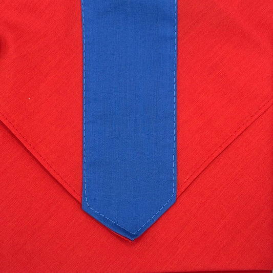 Adult Necker with Centre Stripe - Scarlet / Saxe